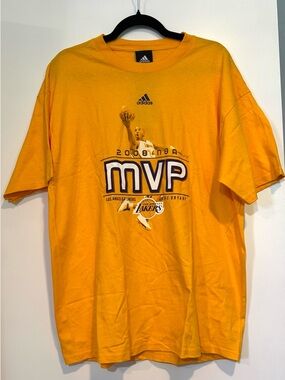NWT Vintage Kobe Bryant 2008 NBA MVP Adidas Lakers T-Shirt Gold L Rare